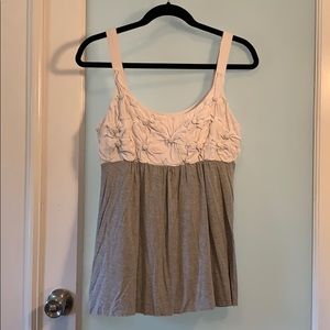 Anthropologie Bailey 44 White and Gray Flower Top